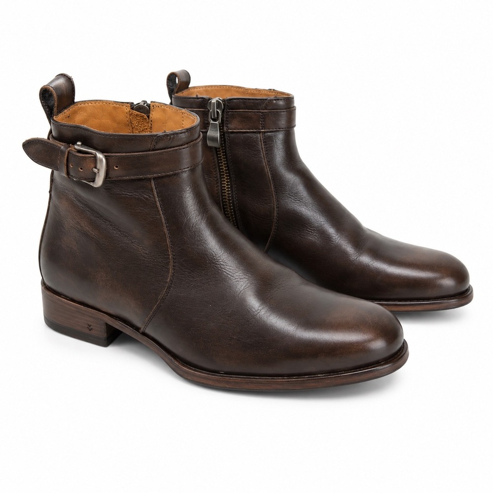 John Varvatos Lafayette Premier Hand made Italian Leather Buckle Boot Men's US 9